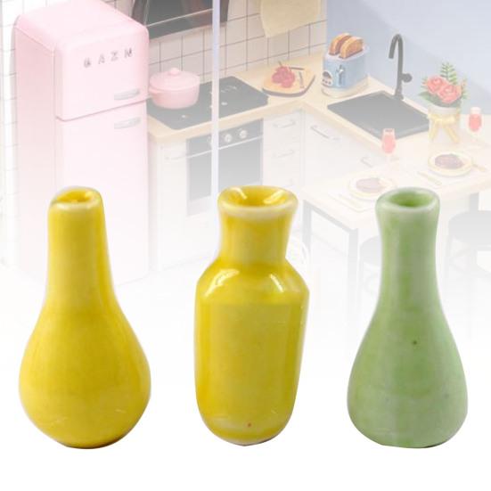 2/3Pcs Mini Ceramic Porcelain Vases Succulent Flower Pots for 45669 Dollhouse