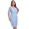 Women Plus Size Slim Cocktail Dress Embroidered Lace Stitching