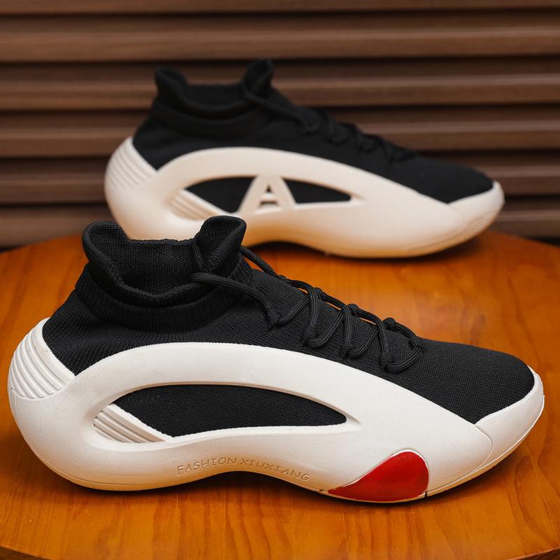 New shoes men's flying woven breathable socks shoes soft sole non-slip fashion versatile street sports casual shoes