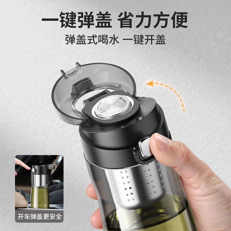 Verbeterde Draagbare TRITAN Plastic Waterfles Beker met Magnetische Thee-infuser -20 Tot 100℃ BPA VRIJ 1000ml Sport Reis Thee Beker