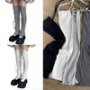 Women Japanese Ribbed Leggings Gaiters with Lace Up Bandage Aesthetic Ruffle Trim Thigh High Leg Warmers Footless Socks