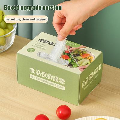100Pcs Disposable Food Cover Plastic Fresh-Keeping Bag Food Grade Vegetable Fruit Cover Elastic Bowl Cover Kitchen Storage