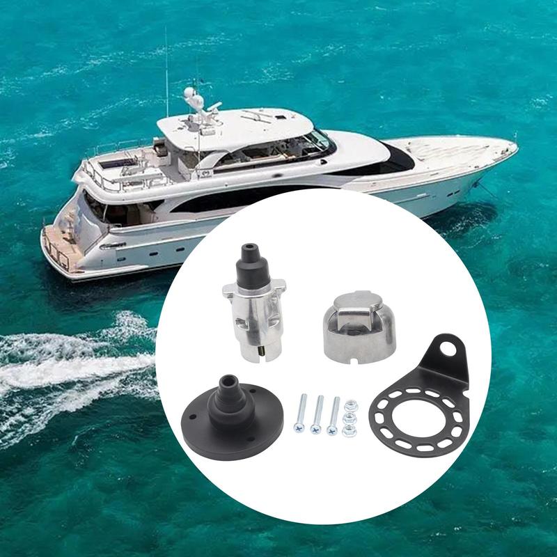 7 Pin Trailer Plug Socket Metal Trailer Socket Waterproof Adapter Vehicle Repair