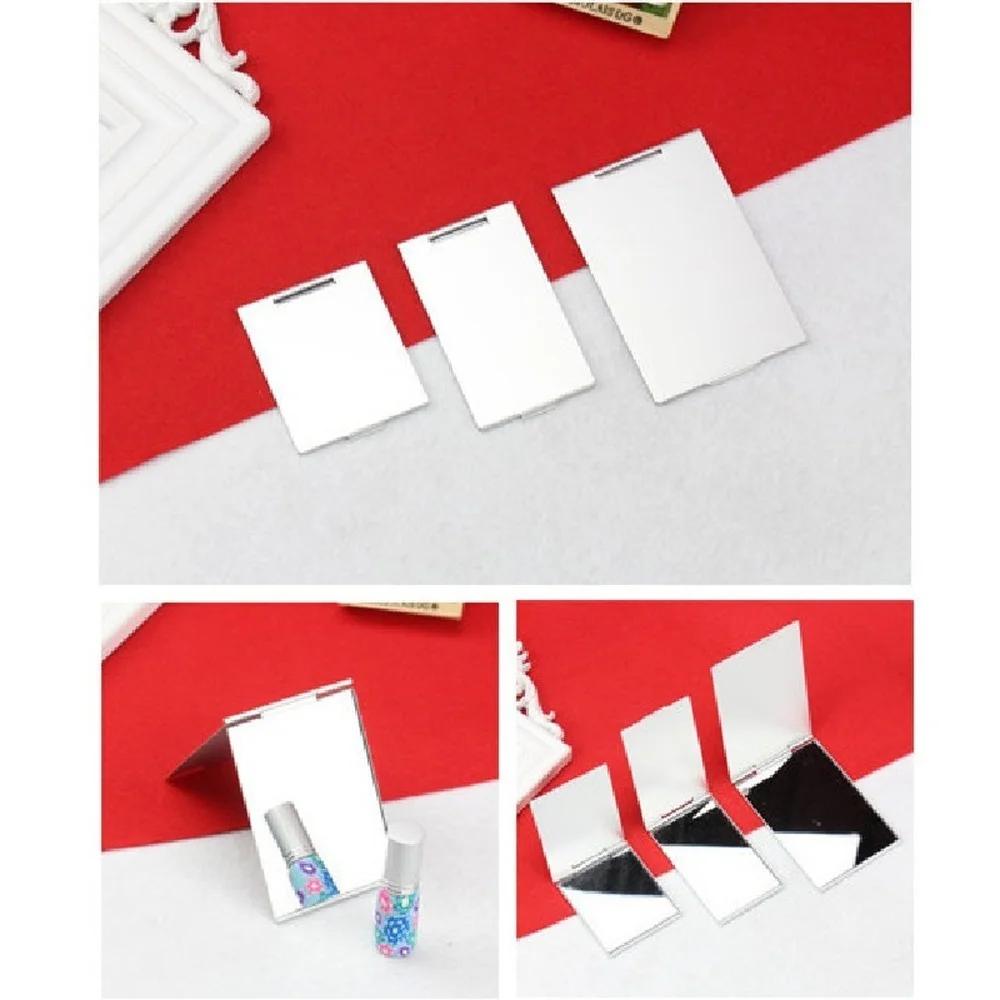 New Aluminum Folding Mirror Mini Portable Makeup Mirror Standing Small Mirror Vanity Foldable Compact Pocket Cosmetics Tools