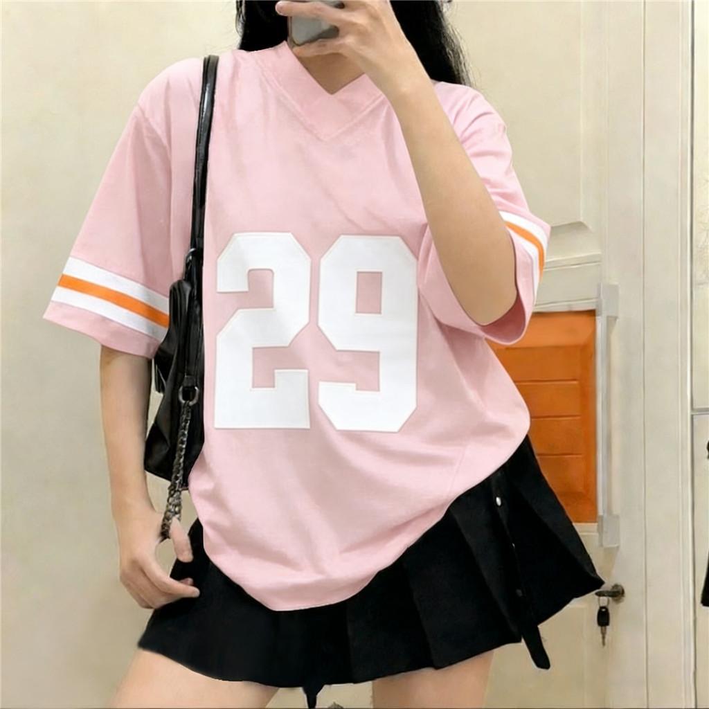 American-style jersey, European and American street style Harajuku style lettered loose-fitting retro sports shirt for women.