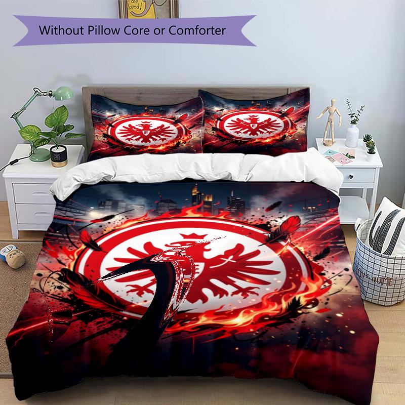 3pcs Duvet Cover Set (1*Duvet Cover + 2*Pillowcase, Without Core), Eintracht Frankfurt Print Bedding Set, Bedroom Decor, All‑Season, Gift