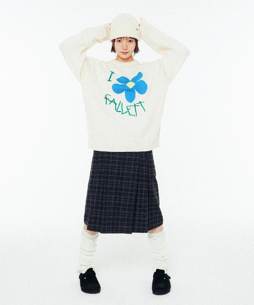 Pallet Check Wool Skirt Black