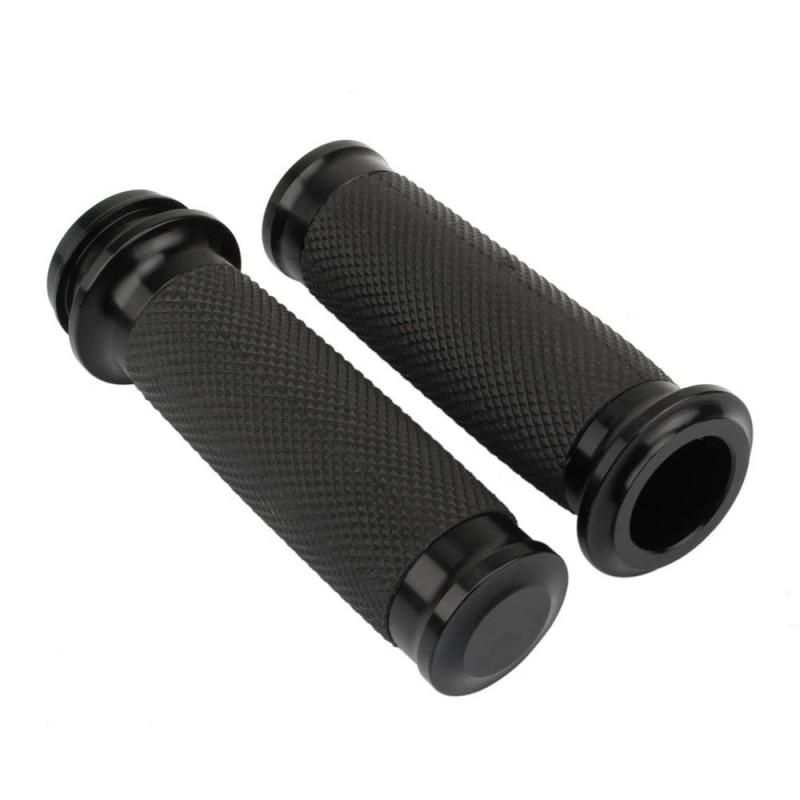 Harley-Davidson Style CNC Aluminum Handlebar Grips With Rubber Throttle Sleeve Classic Motorcycle Customization