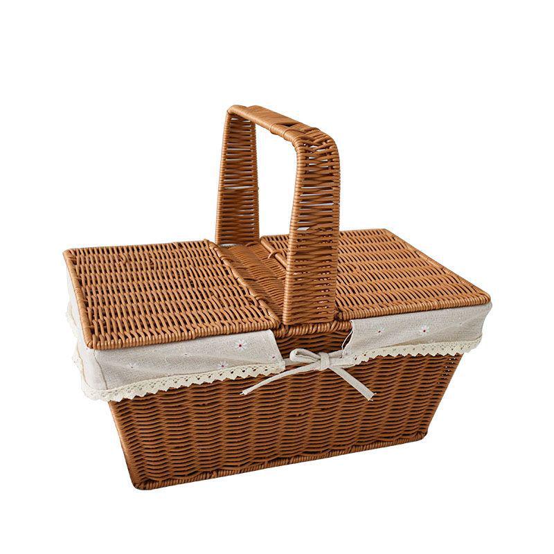 Outdoor Woven Rattan Storage & Picnic Basket with Lid – Ideal for Shopping, Gifts, Eggs & More