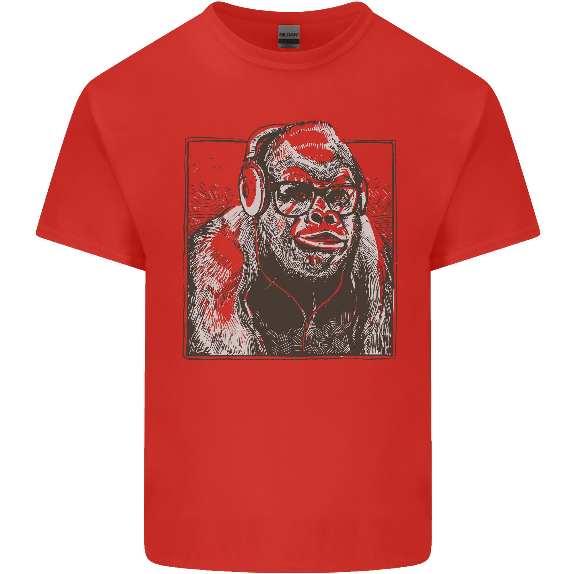 Gorilla with Headphones DJ Dance Music Unisexs Light Cotton TShirt S