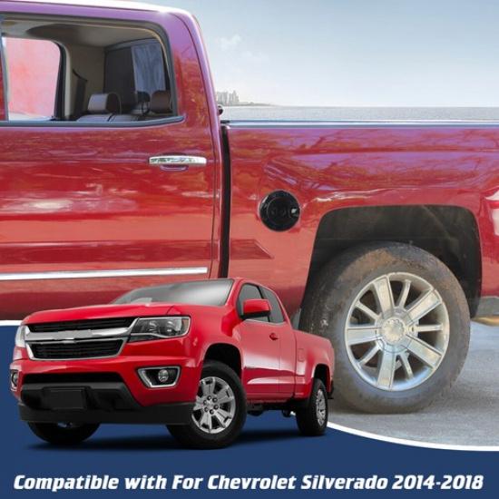 Fuel Tank Door Gas Cap Overlay Cover For Chevy Silverado/GMC Sierra 14-18 Black