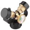 Brass BBQ Propane Adapter Connector Y Splitter Tee Adapter With Tank Gauge Pressure Meter