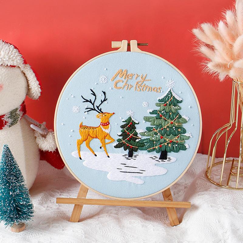 Christmas Cross Stitching Kits Merry Christmas DIY Kit with Patterns Instructions Embroidery Beginners Kit Needlepoint Kit