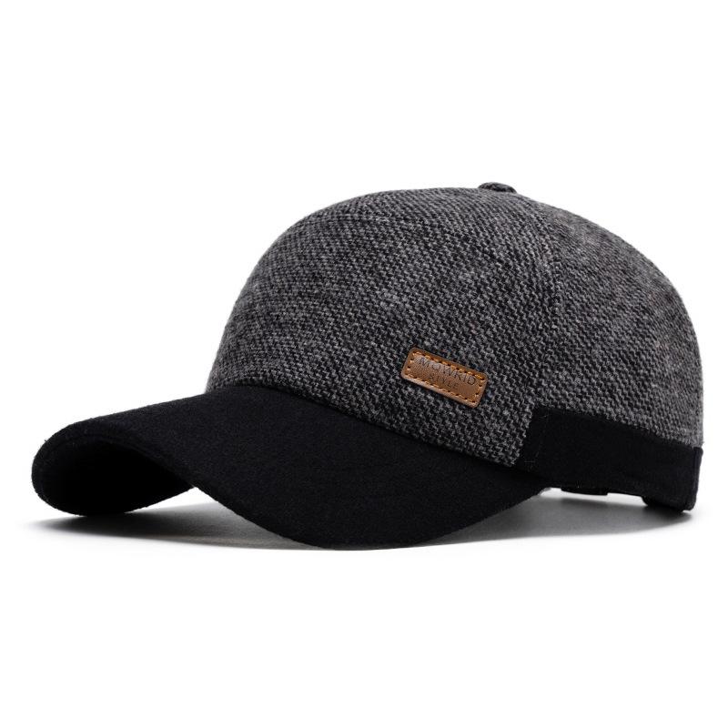 

Бейсбольная кепка осень-зима для мужчин среднего и пожилого возраста, теплая бархатная кепка, шерстяная кепка для защиты ушей серый