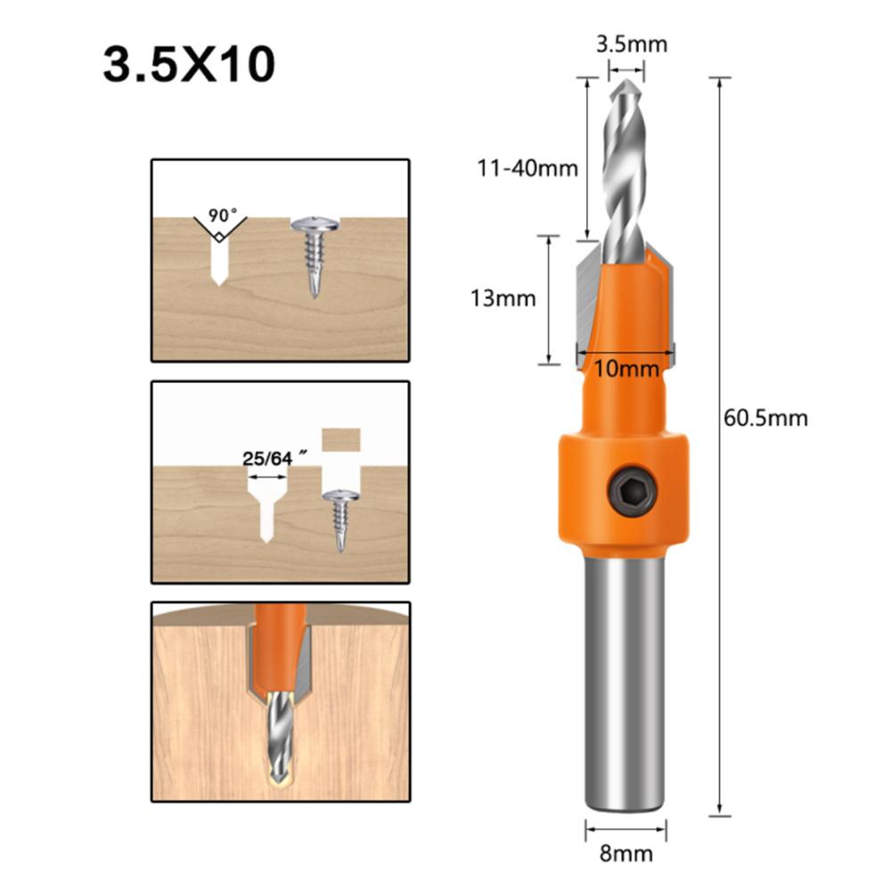 1PCS 8/10mm Shank HSS Woodworking Countersink Router Bit Screw Extractor Remon Demolition for Wood Milling Cutter