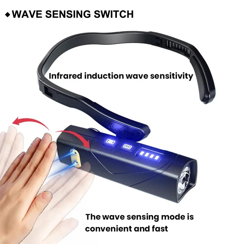 Induction LED Headlamp  Ear Hook Lightweight Waterproof Hands-Free Flashlight for Fishing Cycling Running Camping Hiking