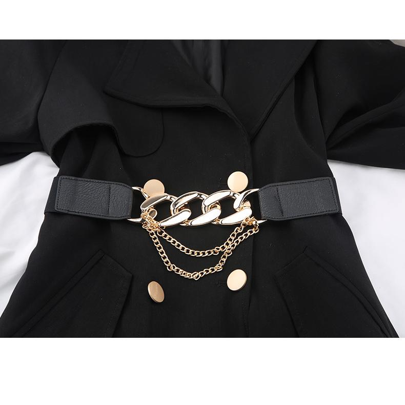 Elastic Belt Decorative Elastic Chain Waist Seal Dress Blazer Coat Waist Tide