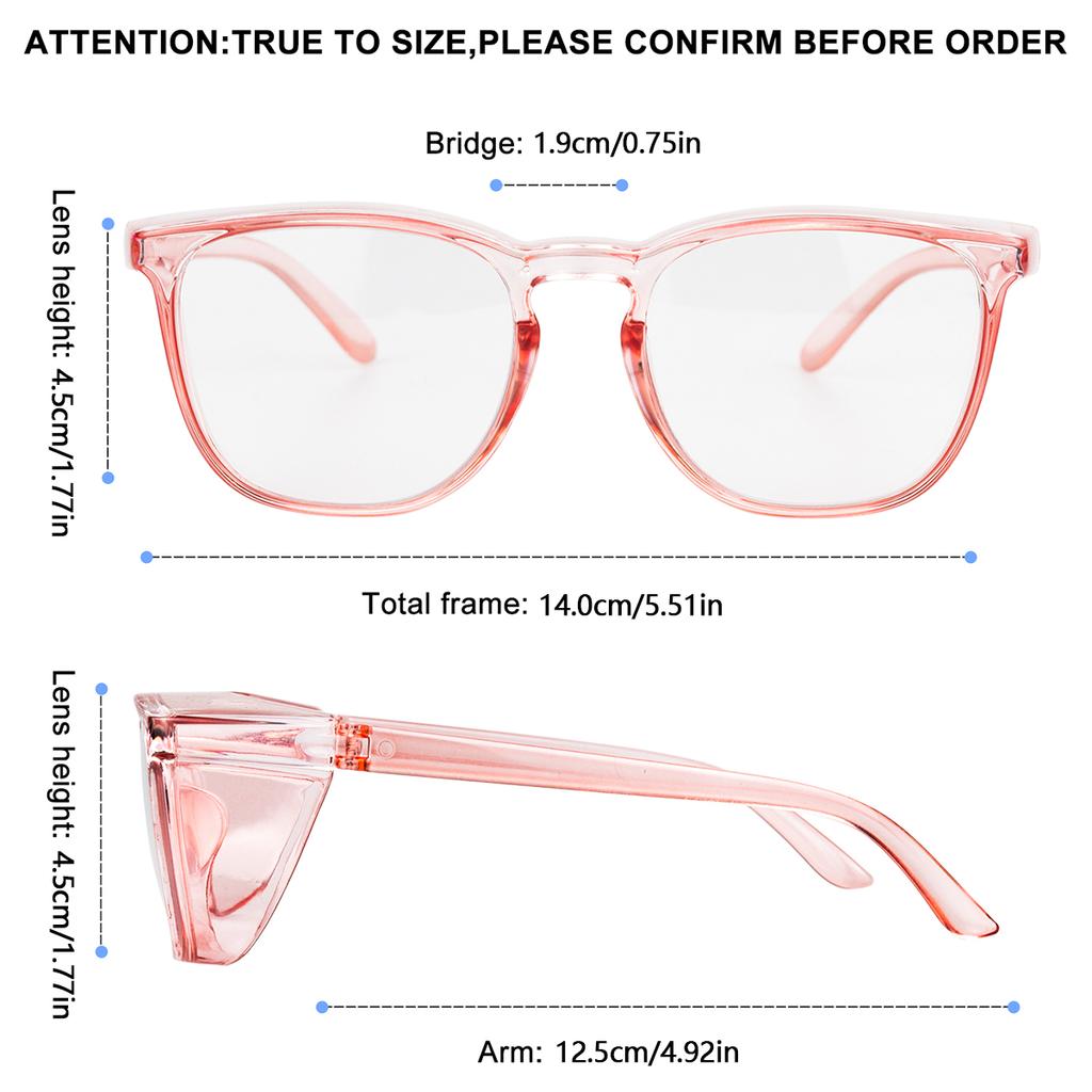 2pcs VOPHA Safety Glasses with Anti-fog and Anti-blue Light Features Oversized Clear Lenses Side Wing Protection Unisex.