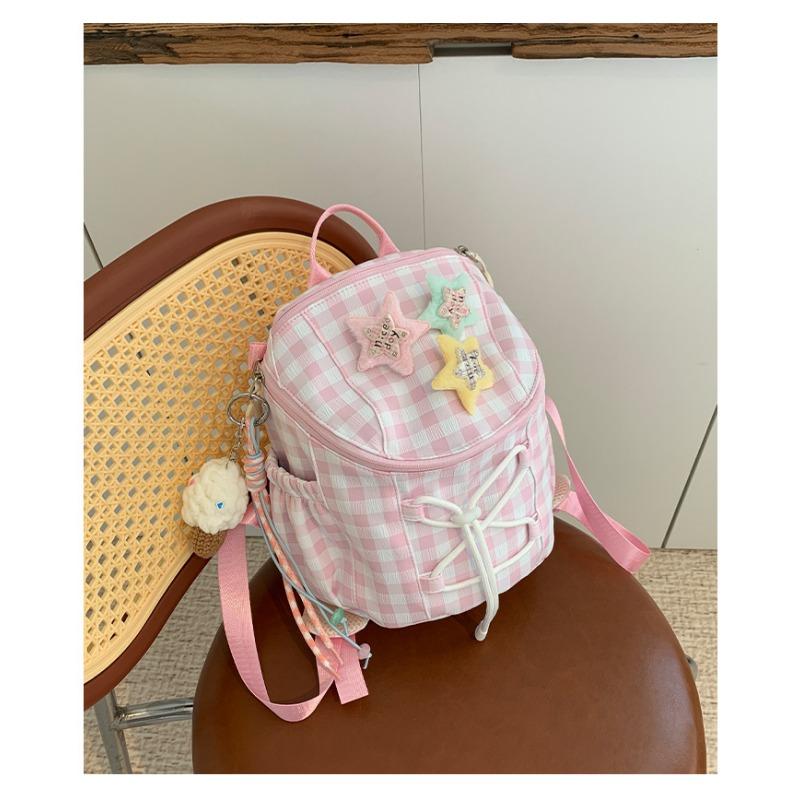 High Value, Fresh, Sweet and Cute Girl Plaid Mini Backpack, Light Travel Backpack for Junior High School Students