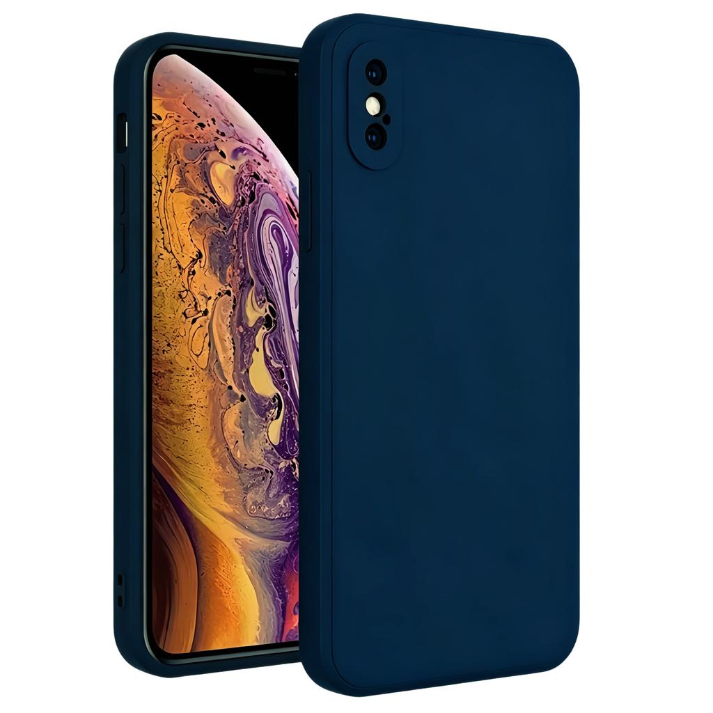 Moderne Einfarbige Stoßfeste Schutzhülle aus flüssigem Silikon für iPhone Xs Max / X / Xs