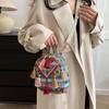Small School Bag Canvas Tassel Shoulder Bag Stripe Chinese Style Handbag  Travel