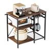 Estantería de Cocina para Panaderos, Estantería para Panaderos de 900 mm de Ancho, Soporte de Cocina con Barra de Soporte en Forma de X, 5 Ganchos en Forma de S, Estante de Almacenamiento Multicapa, Soporte para Barra de Café