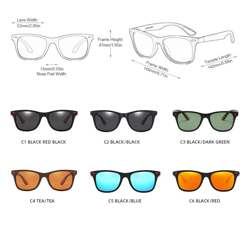 Sports Polarized Sunglasses Men Women Classic Square Plastic Driving Sun Glasses Male Fashion Black Outdoor Shades UV400