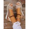 Women's Summer Plus Size Hemp Rope Sole Muffin Roman Style Platform Sandal Women's Buckle Wedge Heel Fish Mouth