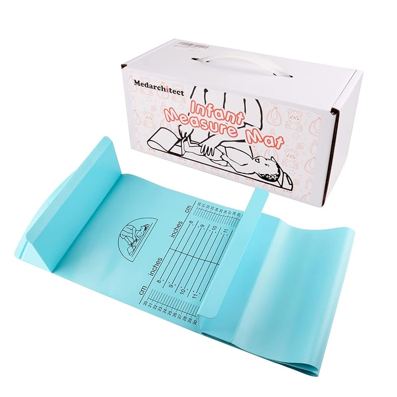Medarchitect Коврик для измерения роста младенцев, Ростомер-линейка, Ростовая таблица для новорожденных, Малышей, Младенцев, Для домашнего использования и выездов на дом - Белый