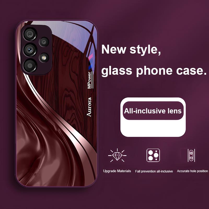 Wood Grain Silk Silver For Samsung Galaxy Note 10 Plus S20 21 FE S23 Ultra S8 9 A70 72 73 50 51 52 53 Tempered Glass Phone Case