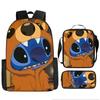 Stitch Kids Backpack Set 3-Piece Student School Bag Lunch Box Pencil Case Digital Print Gift Set for Children