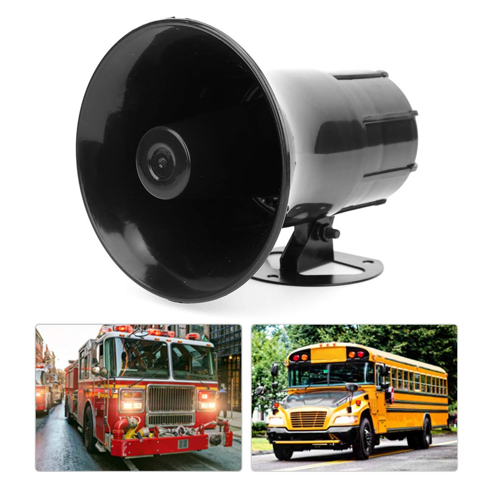 Car Fire Loudspeaker, Universal Car Alarm Horn Warning Siren 3 Tone Sound Automatic Megaphone Loudspeaker 115dB 50W