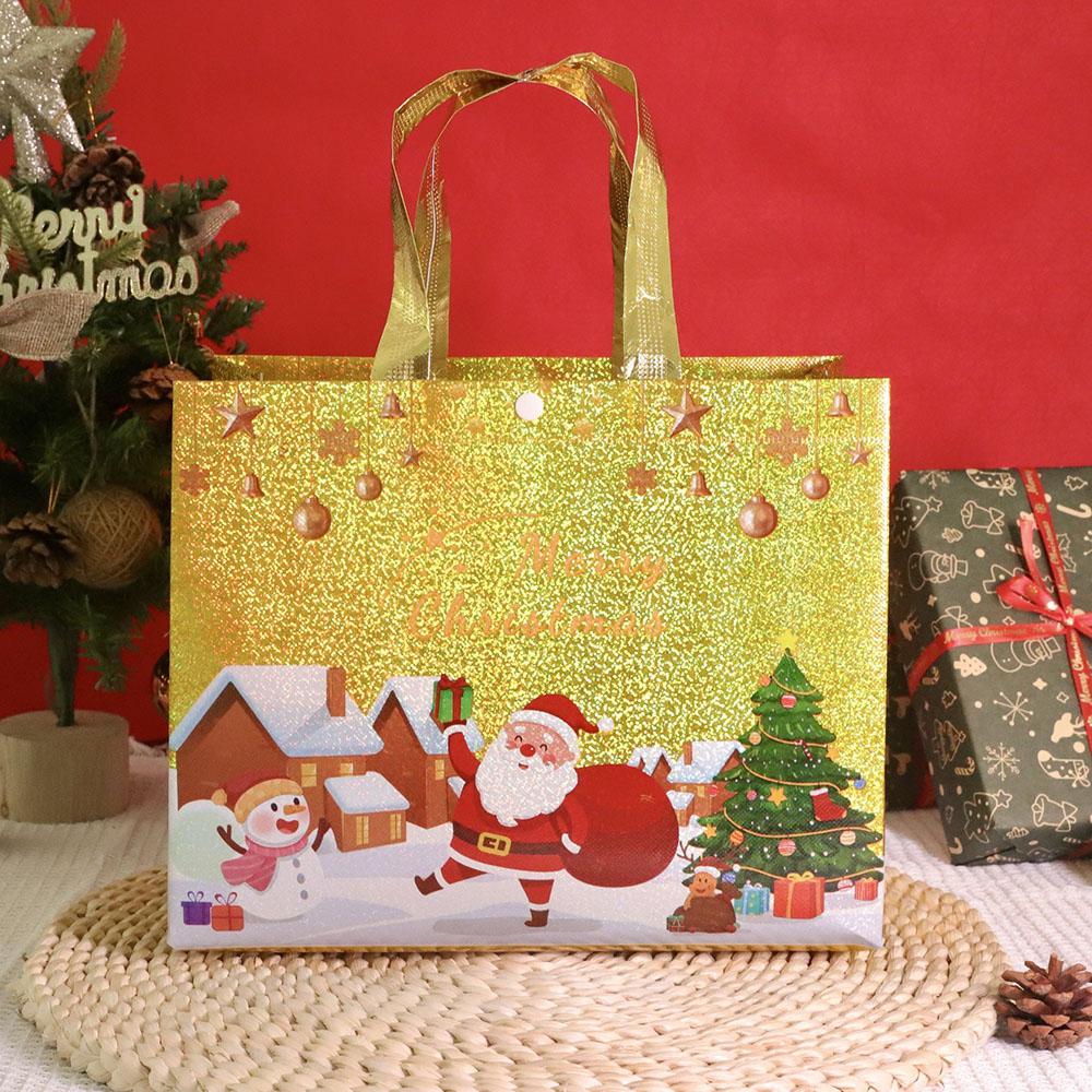 Christmas Gift Bag Non-woven Santa Snowman Xmas Tree Tote Bag Large Capacity Shopping Bag Xmas New Year Candy Gift Packaging Bag