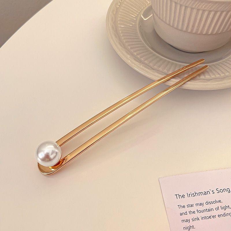 

Имитация жемчуга шпильки для женщин и девочек элегантные заколки для волос металлические U-образные шпильки инструменты для дизайна прически золотой