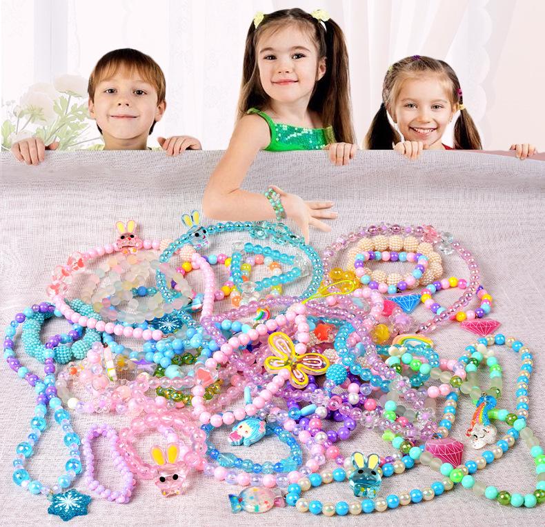 Children's Necklace & Jewelry Toy Set: 54-Compartment Beaded Bracelets & Earrings DIY Kit