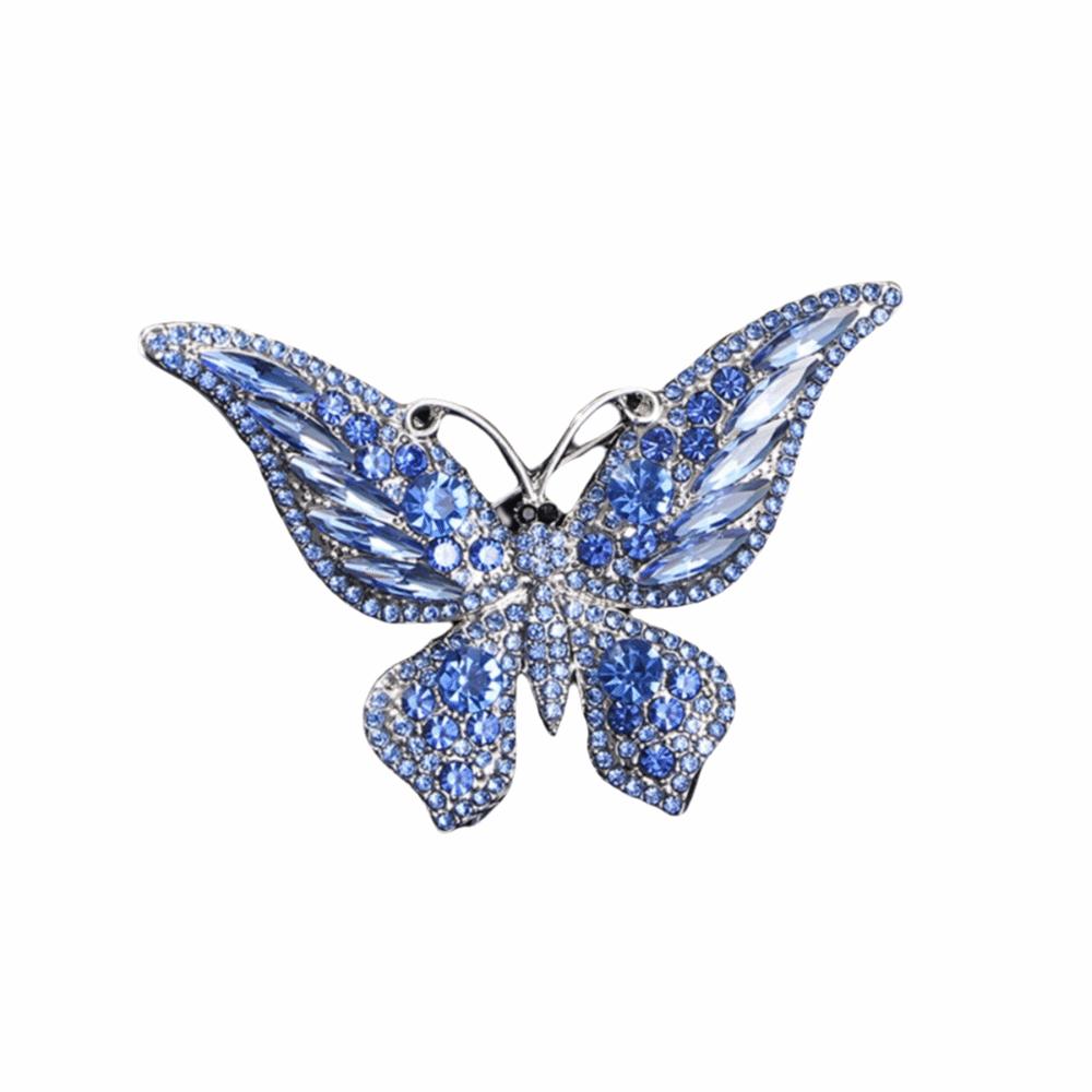 Styl Retro Broszka Motyl Kolorowy Kryształ Wykwintny Wzór Broszka z Diamentami Metalowy Owad Luksusowa Wielokolorowa Broszka Kryształowa