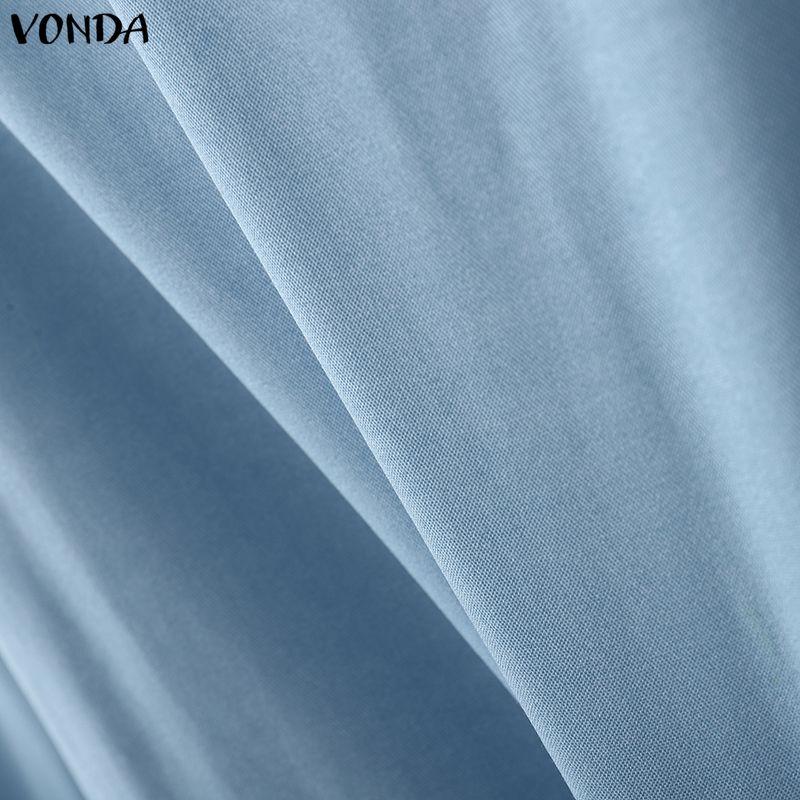 VONDA Elegant Women Long Sleeve Ruffled Plaid Blouse Shirts