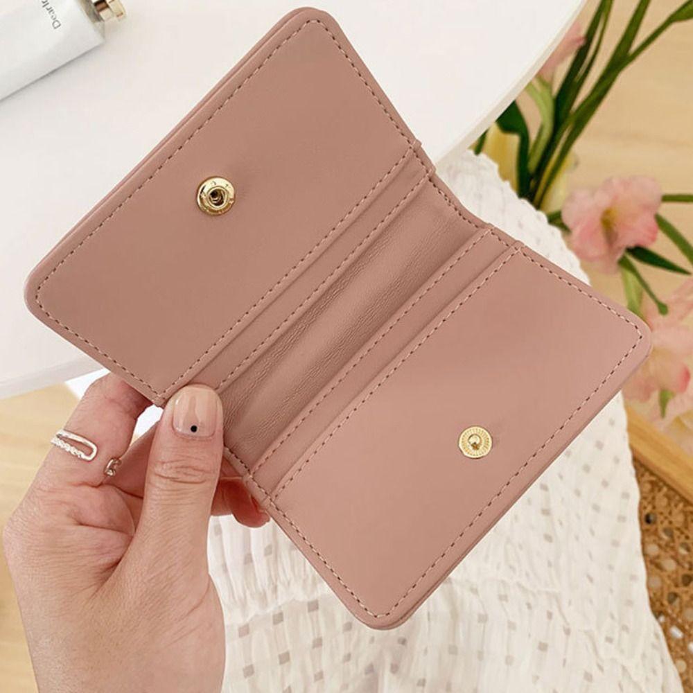 Multiple Card Slots Foldable Wallet Korean Style Wrinkled Card Holder Mini Coin Purse  Girls