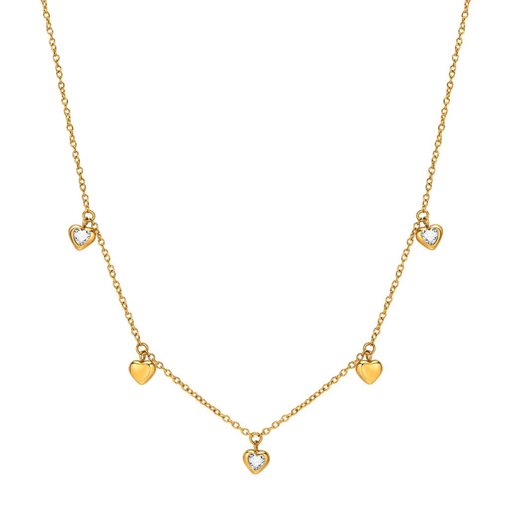 Fashion Geometric Butterfly Festival Heart Stainless Steel Gold Necklace Ladies, Accessories Nc-1198