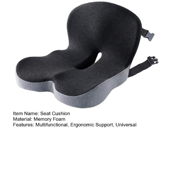 Yousheng Truck Driver Seat Cushion Memory Foam Back Cushion with Adjustable Strap Ergonomic Lumbar Support Cushion for Sciatica Relief Long Drives