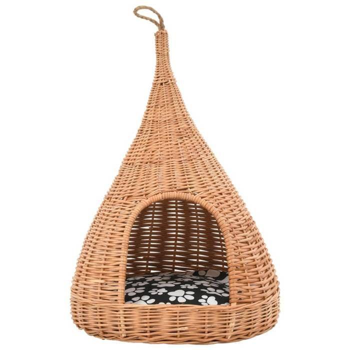 Panier pour chats - Maison Exclusive - Saule naturel - Coussin amovible - 40 x 60 cm