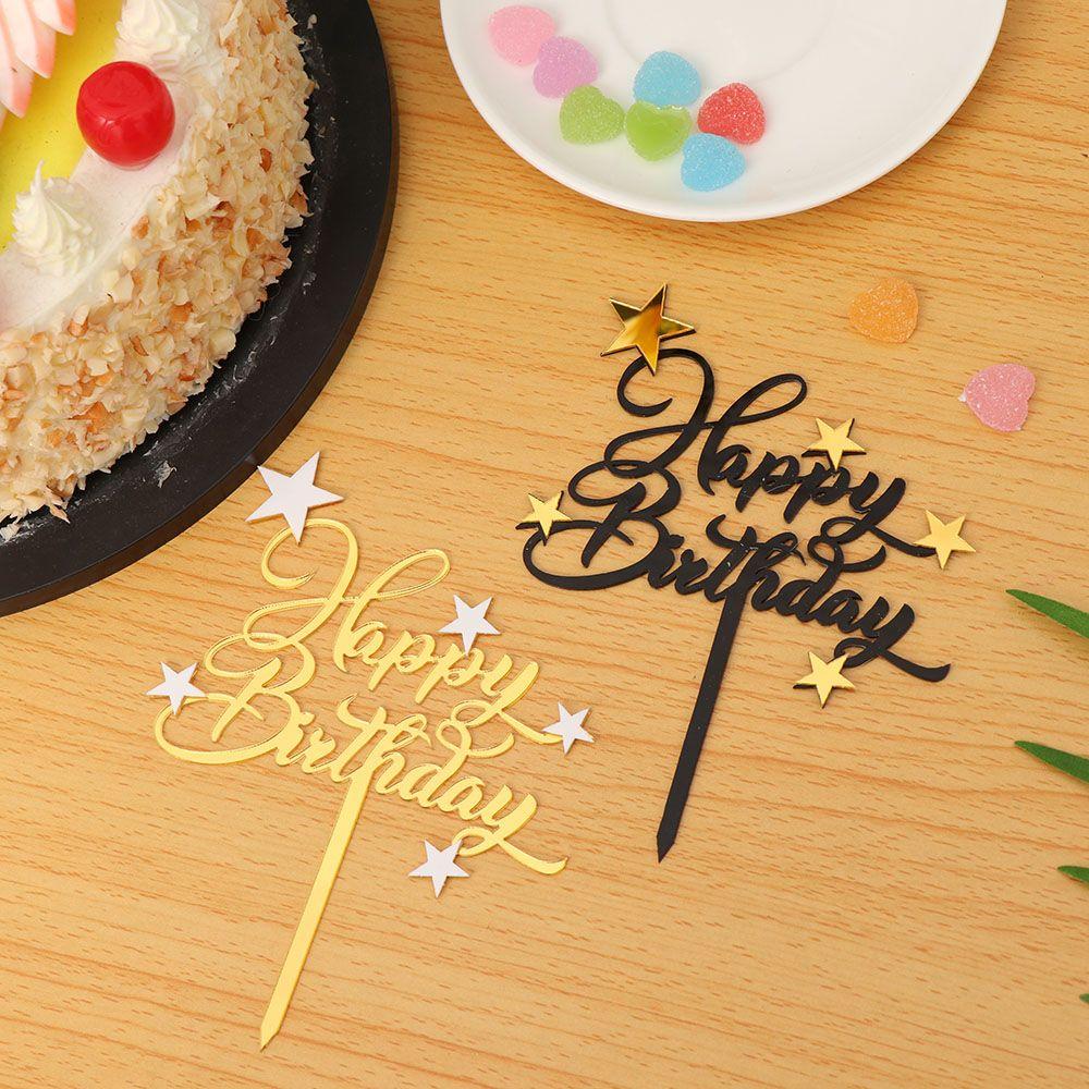 

High Quality Baby Shower Gifts Cake Topper Happy Birthday Party Supplies Acrylic Decor