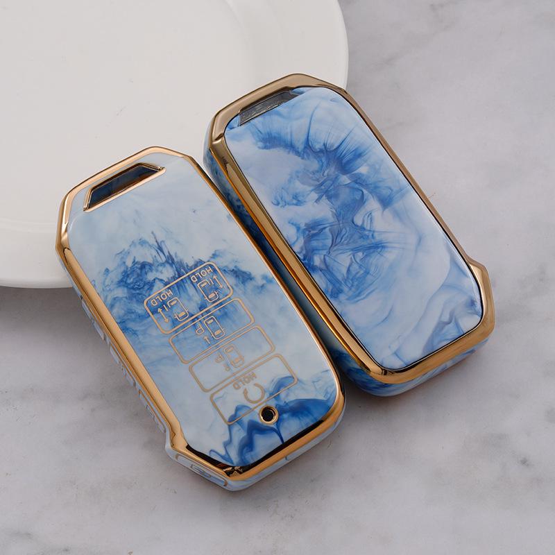 

Gold-Inlaid Jade Key Case for Kia 22 Models: Anti-Drop, Stylish for Men & Women