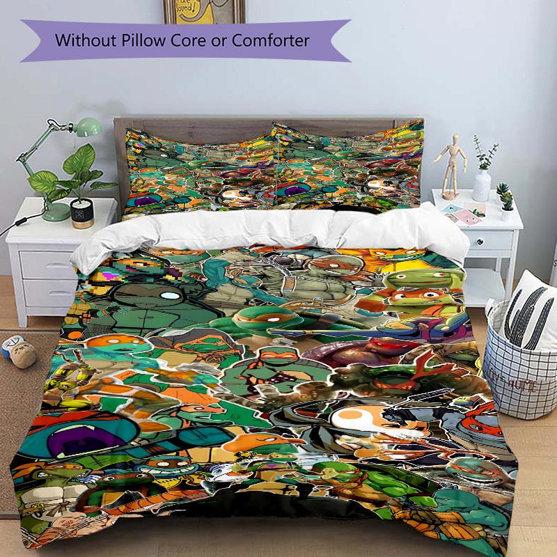 3pcs Turtles, TMNT Bedding Set. Soft and Comfortable with No Core Included (1x Duvet Cover + 2x Pillow Covers) yy251010191