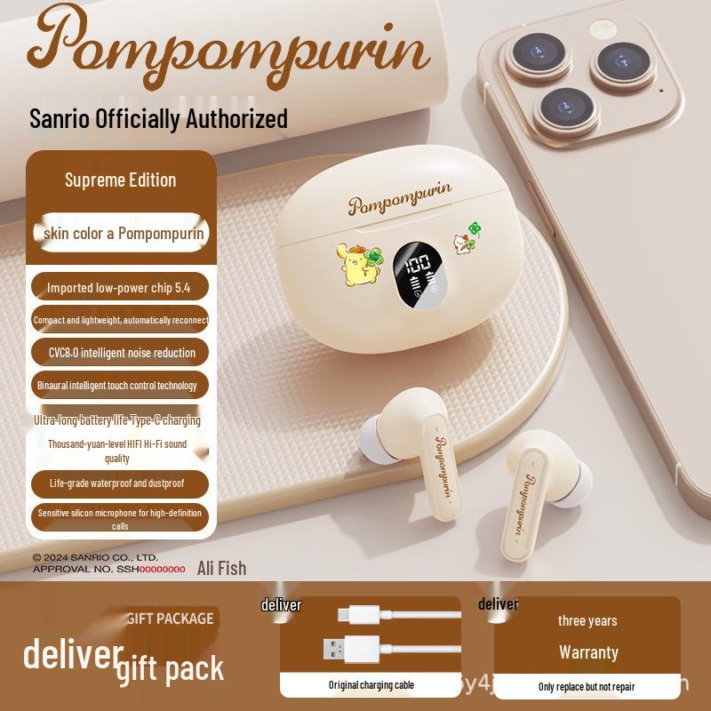 Official Sanrio D56 Bluetooth Cartoon Sport Headphones: Cute Semi-In-Ear Design