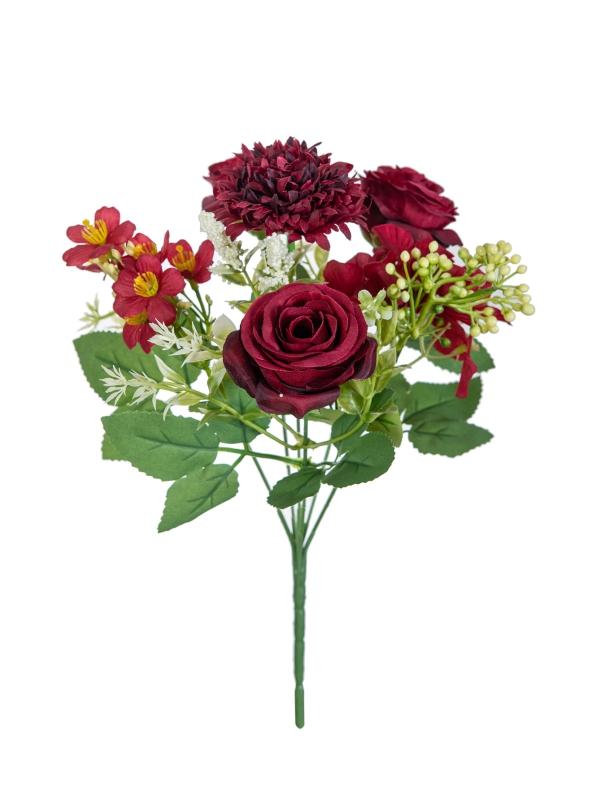 

Artificial Flowers Fake Silk Hydrangea Rose Home Room Vase Decora Festival Wreath Wedding Brial Bouquets Party Gifts Accessories 1 pc бордовий