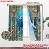 2pcs Dolphin Ocean Curtains  Printing   Underwater Scene with Coral Seaweed & Colorful Fish On Blue Background for Living Room