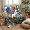 Fantasy Winged Unicorn Theme Blanket Lightweight Warm Flannel Blanket Decorative Throw Blanket for Home Decoration