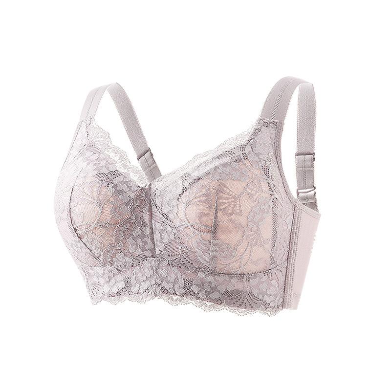 No Steel Ring Bra Women's Underwear Large Size Thin Design Adjustable Bra Adjustable Bra Double Breasted Upper Support Anti Sagging Bra