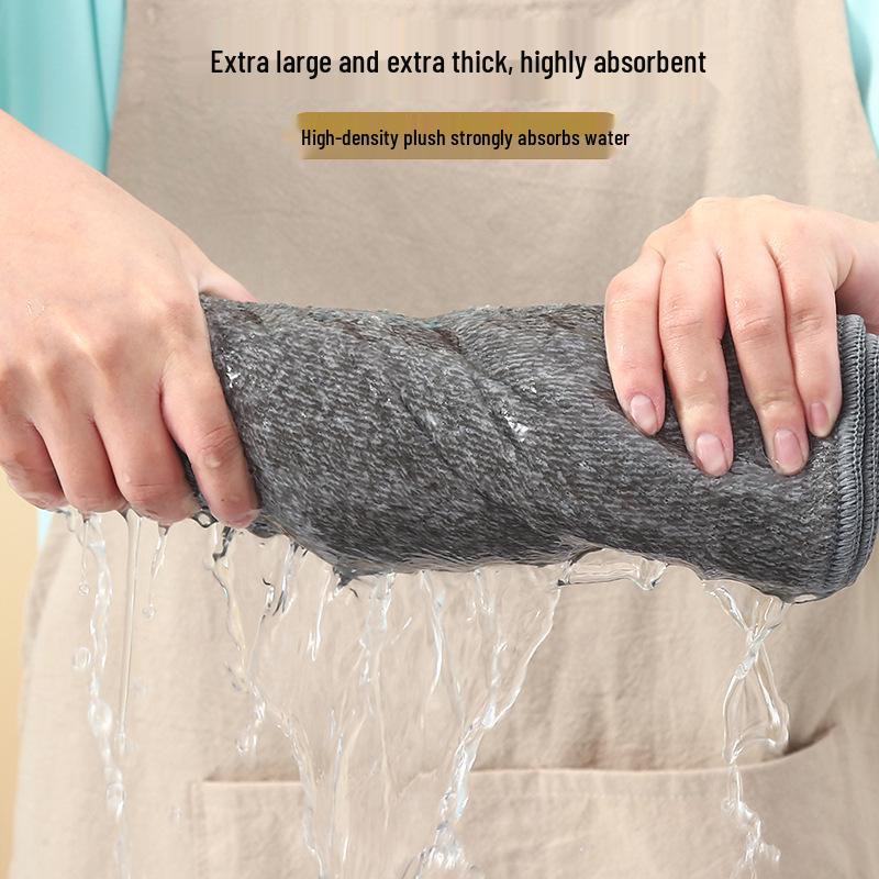 Thickened Bamboo Charcoal Dishcloth - Absorbent, Soft Fiber Kitchen Cleaning Rag
